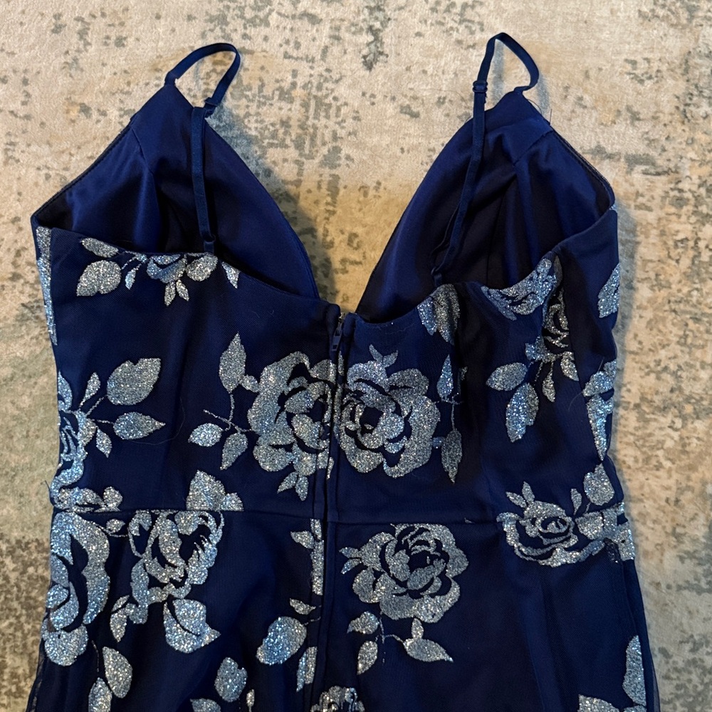 Trixxi Deep Blue Dress with Glitter Roses - Picture 6 of 6